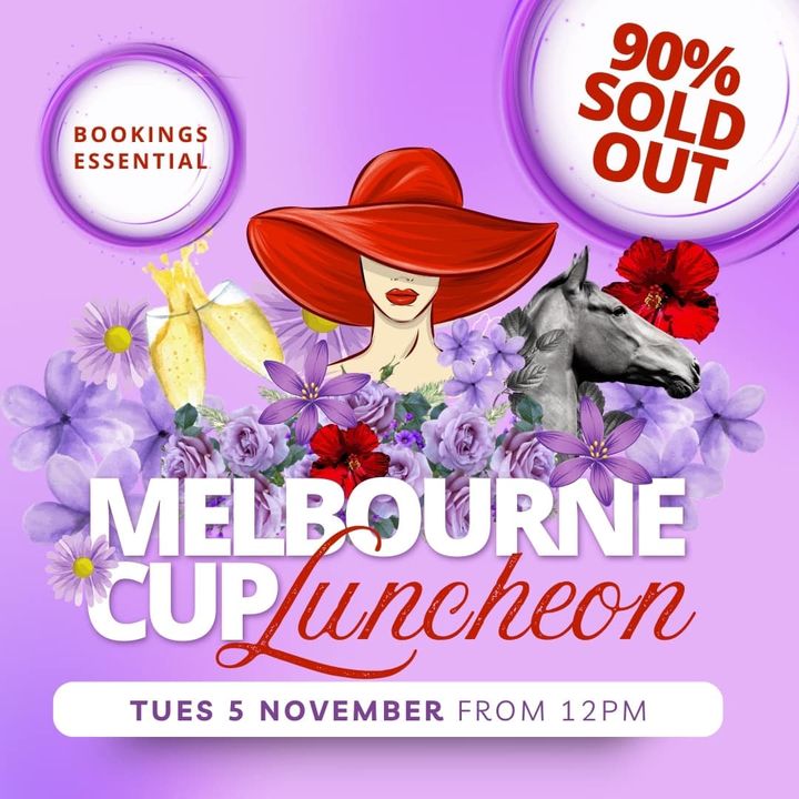 Featured image for “Hurry, our Melbourne Cup Luncheon is almost sold out! Only 2 tables are left so confirm your booking now to avoid missing out! We’ll be celebrating on race day with a 2-course set menu, live racing action on the big screens, live entertainment, raffles, sweepstakes, and a “Best Dressed” comp. Plus, free bubbles on arrival!”