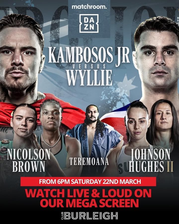 Featured image for “An unmissable night of Aussie boxing    at Club Burleigh on Saturday, March 22, where we will be streaming an action-packed night of homegrown boxing talent LIVE & LOUD on our MEGA SCREEN from 6pm.”