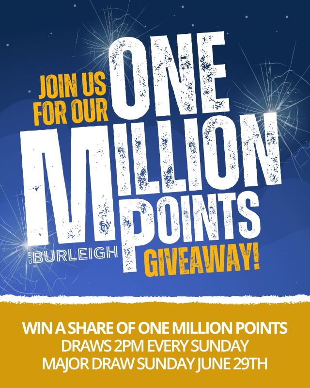 Featured image for “ONE MILLION MEMBERSHIP POINTS UP FOR GRABS AT CLUB BURLEIGH!”