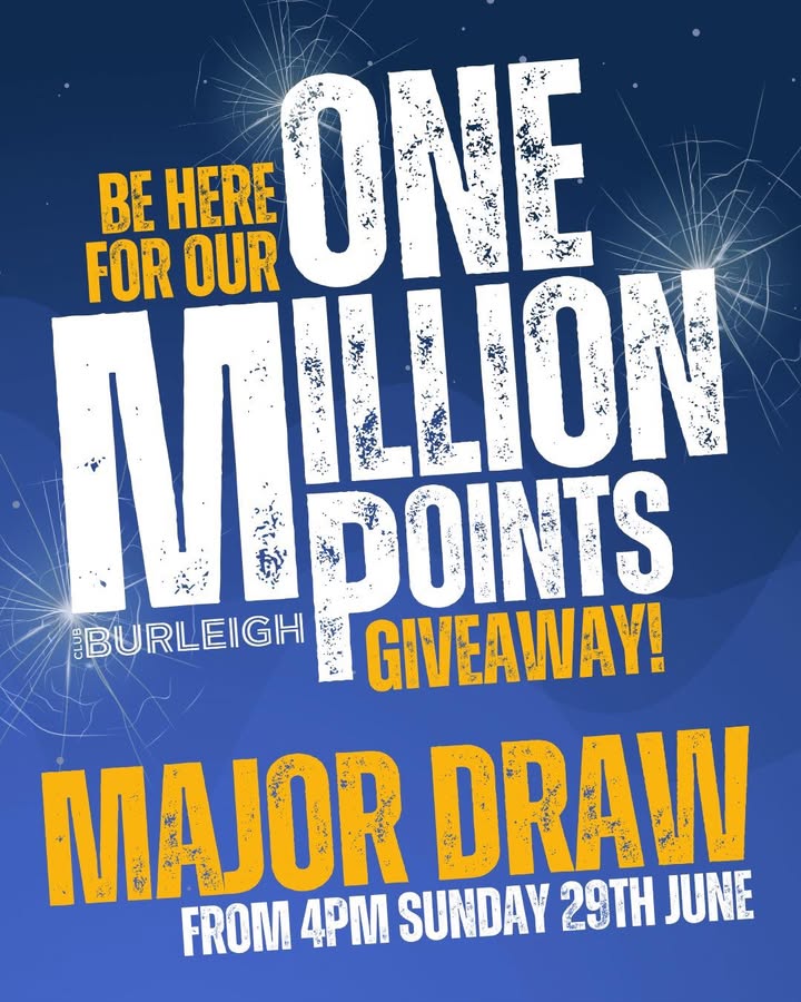 Featured image for “Sunday Major Draw: Win $9,000 in Club Burleigh Points!”