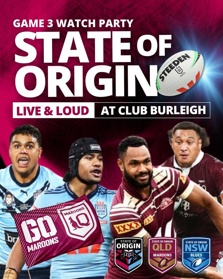 Featured image for “Ultimate Origin Showdown: State of Origin Game III Decider LIVE at Club Burleigh”