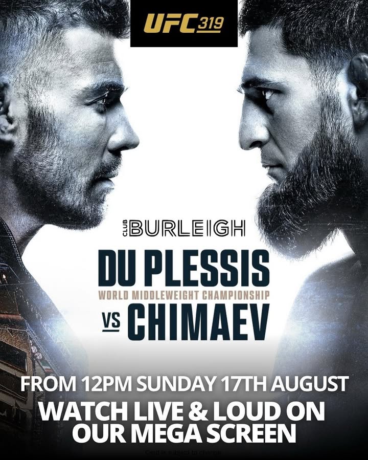Featured image for “UFC 319 LIVE & LOUD: Dricus du Plessis vs. Khamzat Chimaev at Club Burleigh”