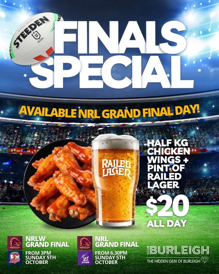 Featured image for “Ultimate Sunday Sports Spectacular: UFC 320, NRLW & NRL Finals at Club Burleigh”