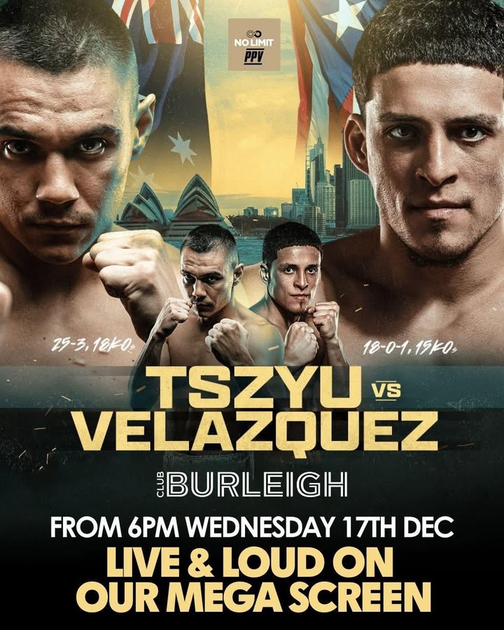 Featured image for “Tszyu v Velazquez Live at Club Burleigh”