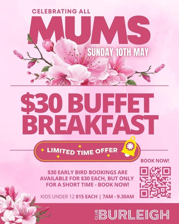 Featured image for “Mother’s Day Breakfast at Club Burleigh”