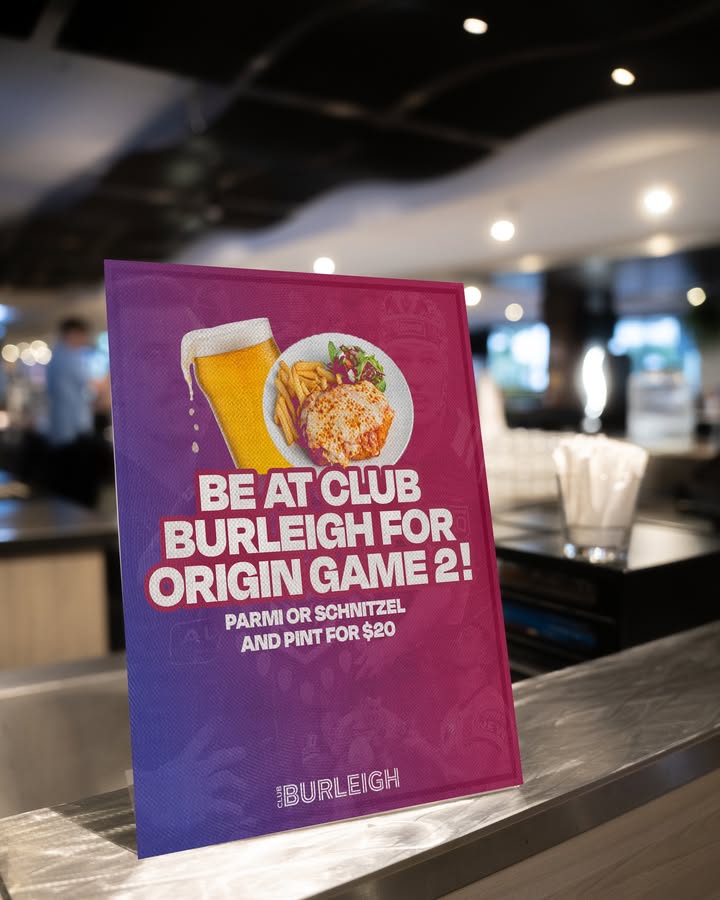 Featured image for “Origin Game 2 Parmi and Pint Special at Club Burleigh”