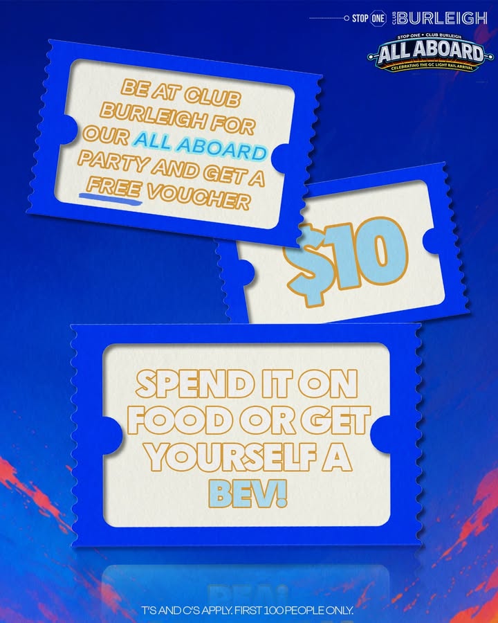 Featured image for “Score a Free $10 Voucher at Club Burleigh’s ALL ABOARD Party”