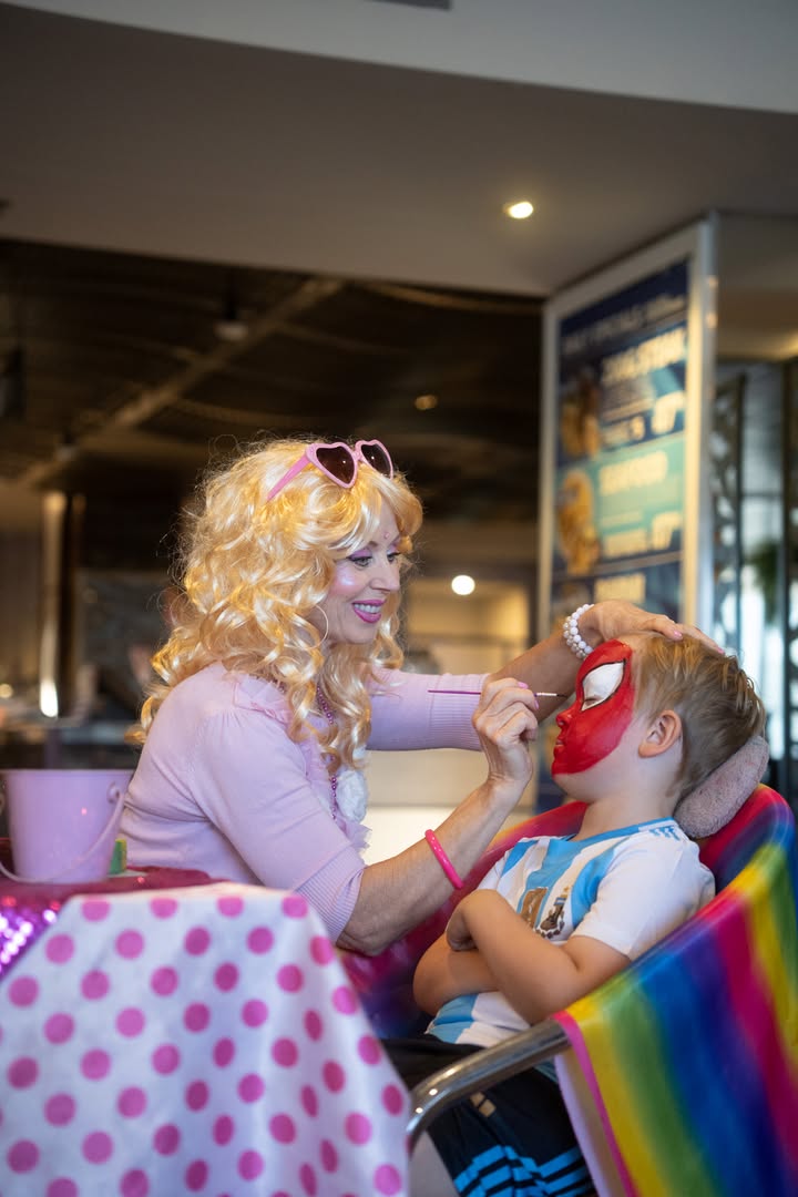 Featured image for “Kids Face Painting Fun at Club Burleigh’s All Aboard Party”