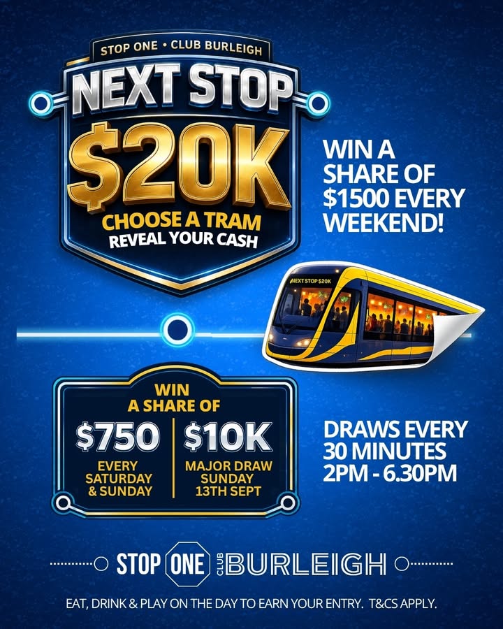 Featured image for “Win a Share of $750 Cash Tomorrow at Club Burleigh”