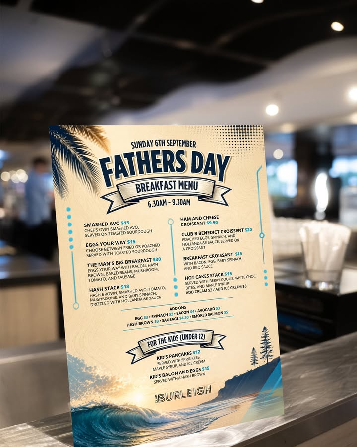 Featured image for “Father’s Day Breakfast at Club Burleigh This Sunday”