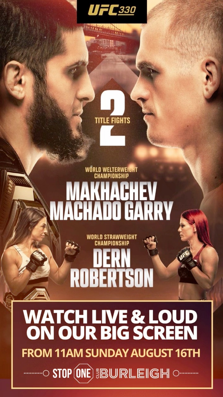 Featured image for “Watch UFC 330 Live at Club Burleigh on Sunday August 16th”