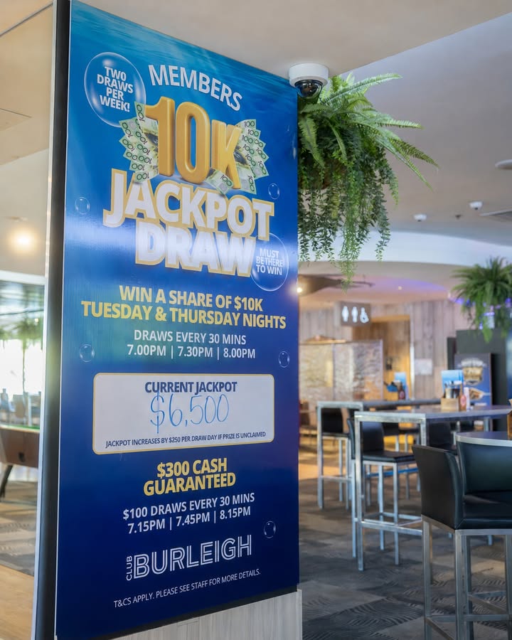 Featured image for “Members’ $10K Jackpot Draw at Club Burleigh – $6,500!”