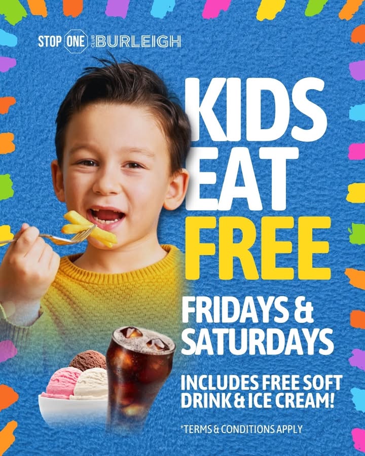 Featured image for “Free Kids Meals School Holidays at Club Burleigh”